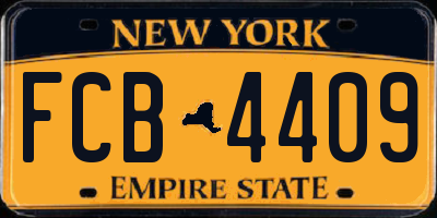 NY license plate FCB4409
