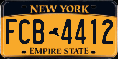 NY license plate FCB4412