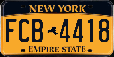 NY license plate FCB4418