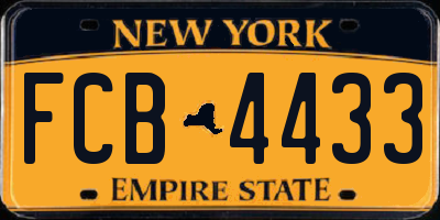 NY license plate FCB4433