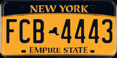 NY license plate FCB4443