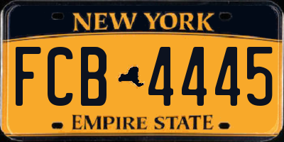 NY license plate FCB4445