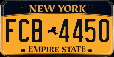 NY license plate FCB4450