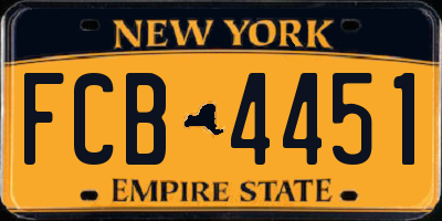 NY license plate FCB4451