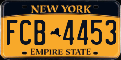 NY license plate FCB4453