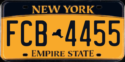 NY license plate FCB4455