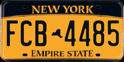 NY license plate FCB4485