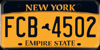 NY license plate FCB4502