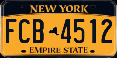 NY license plate FCB4512