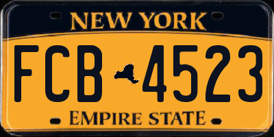 NY license plate FCB4523