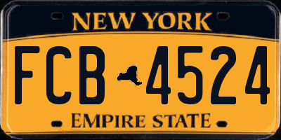 NY license plate FCB4524