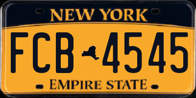NY license plate FCB4545