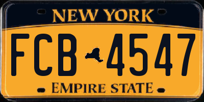NY license plate FCB4547