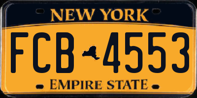 NY license plate FCB4553