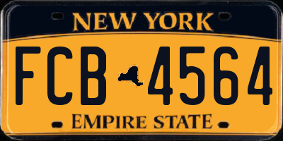 NY license plate FCB4564
