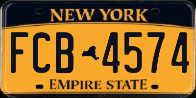 NY license plate FCB4574