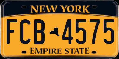 NY license plate FCB4575