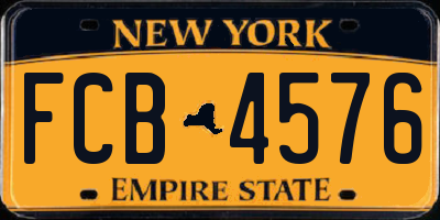 NY license plate FCB4576