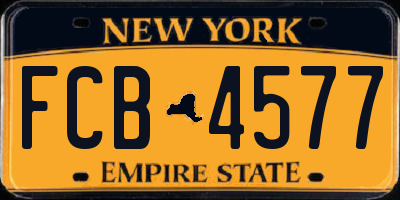 NY license plate FCB4577