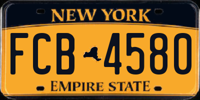 NY license plate FCB4580
