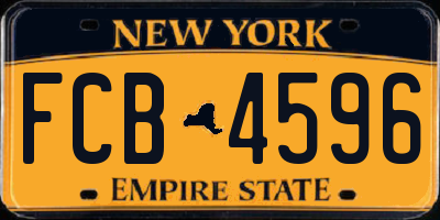 NY license plate FCB4596