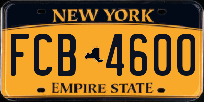 NY license plate FCB4600
