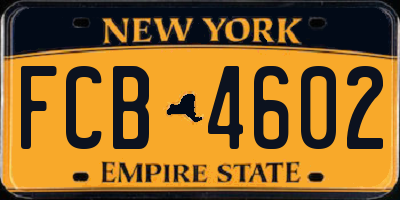 NY license plate FCB4602
