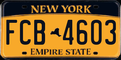 NY license plate FCB4603