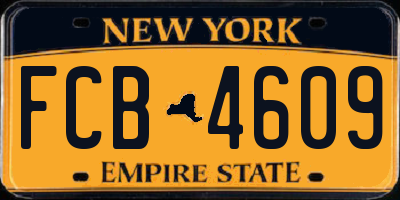 NY license plate FCB4609