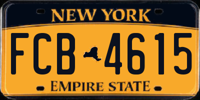 NY license plate FCB4615