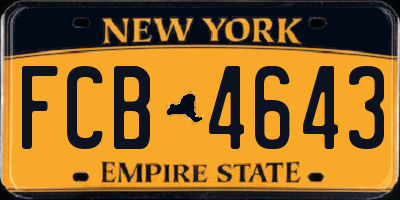 NY license plate FCB4643