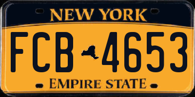 NY license plate FCB4653