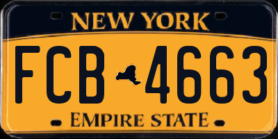 NY license plate FCB4663