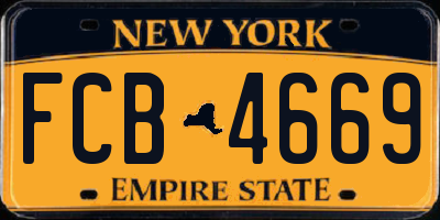 NY license plate FCB4669