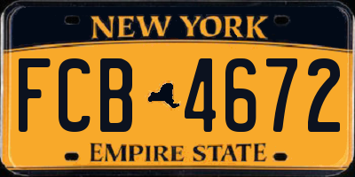 NY license plate FCB4672