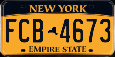 NY license plate FCB4673