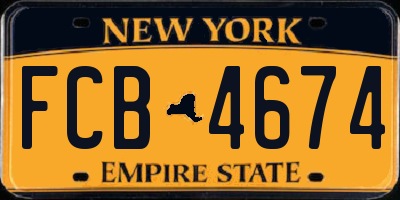 NY license plate FCB4674