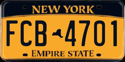 NY license plate FCB4701