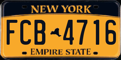 NY license plate FCB4716