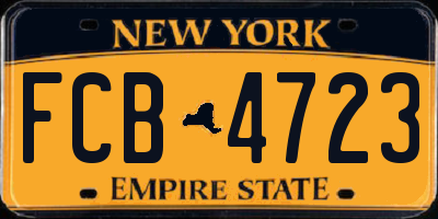 NY license plate FCB4723