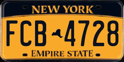 NY license plate FCB4728