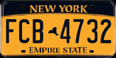 NY license plate FCB4732