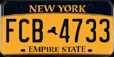 NY license plate FCB4733