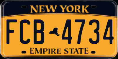 NY license plate FCB4734