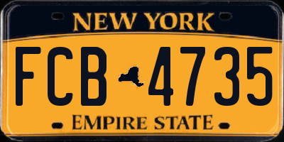 NY license plate FCB4735
