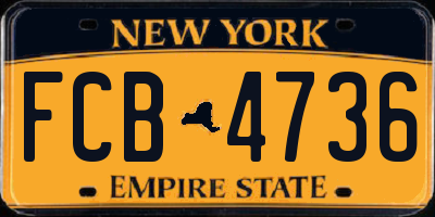 NY license plate FCB4736