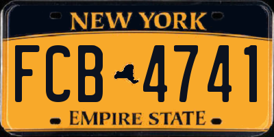 NY license plate FCB4741