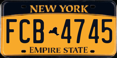 NY license plate FCB4745
