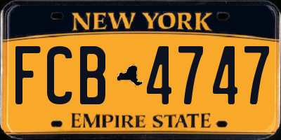 NY license plate FCB4747