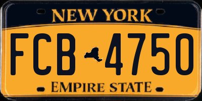 NY license plate FCB4750